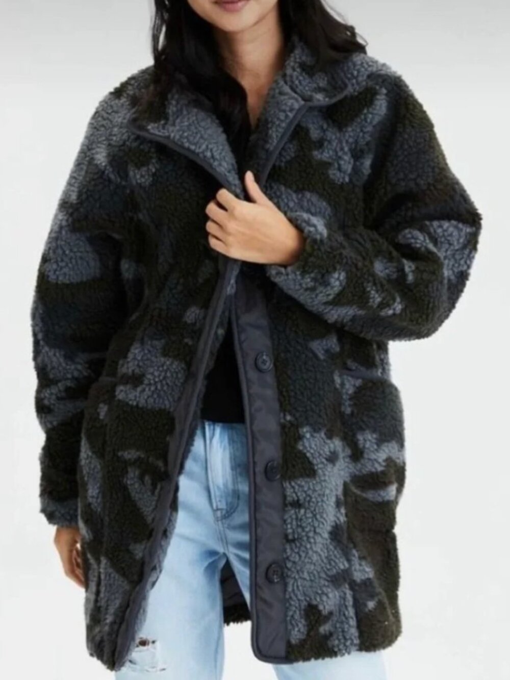 American Eagle Camo Sherpa Jacket